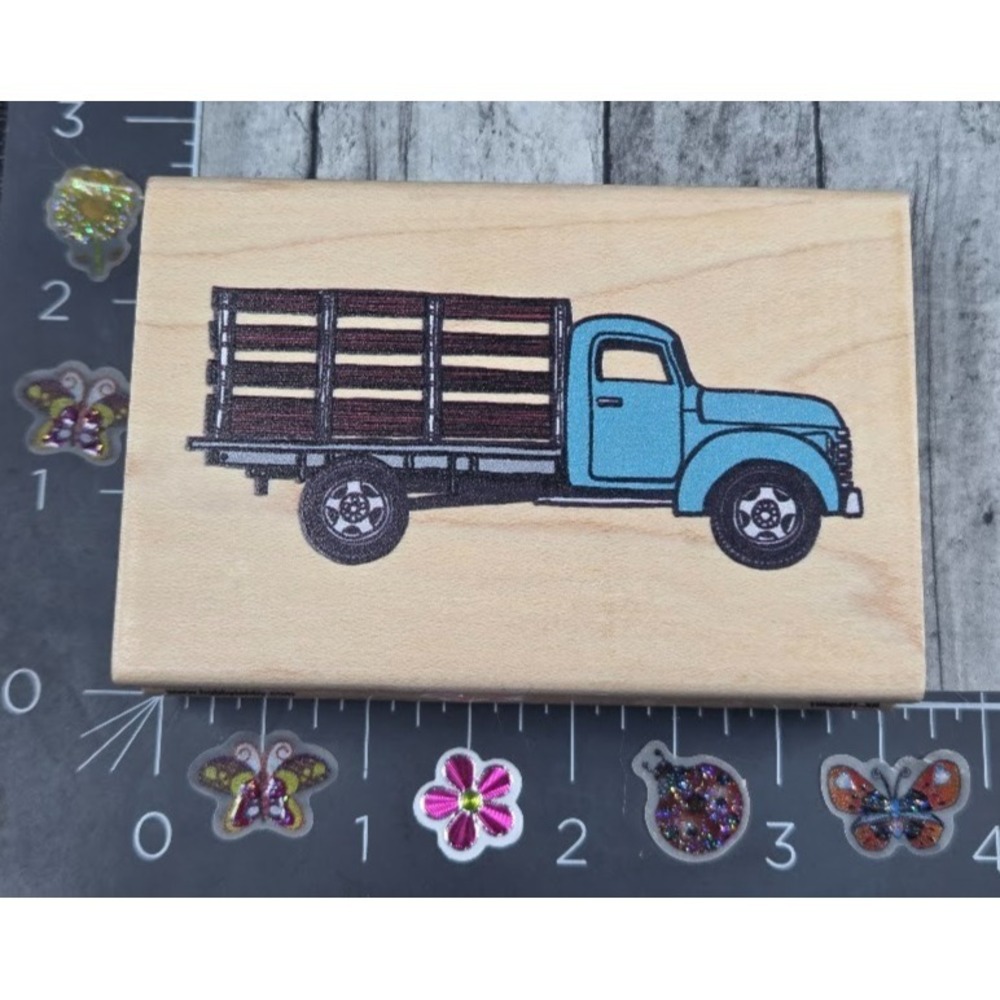 Stampabilities Farm Truck Auto Rubber Stamp Wood #U58
